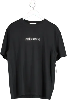 H&M Black X Rabanne Metallic Logo T Shirt UK L