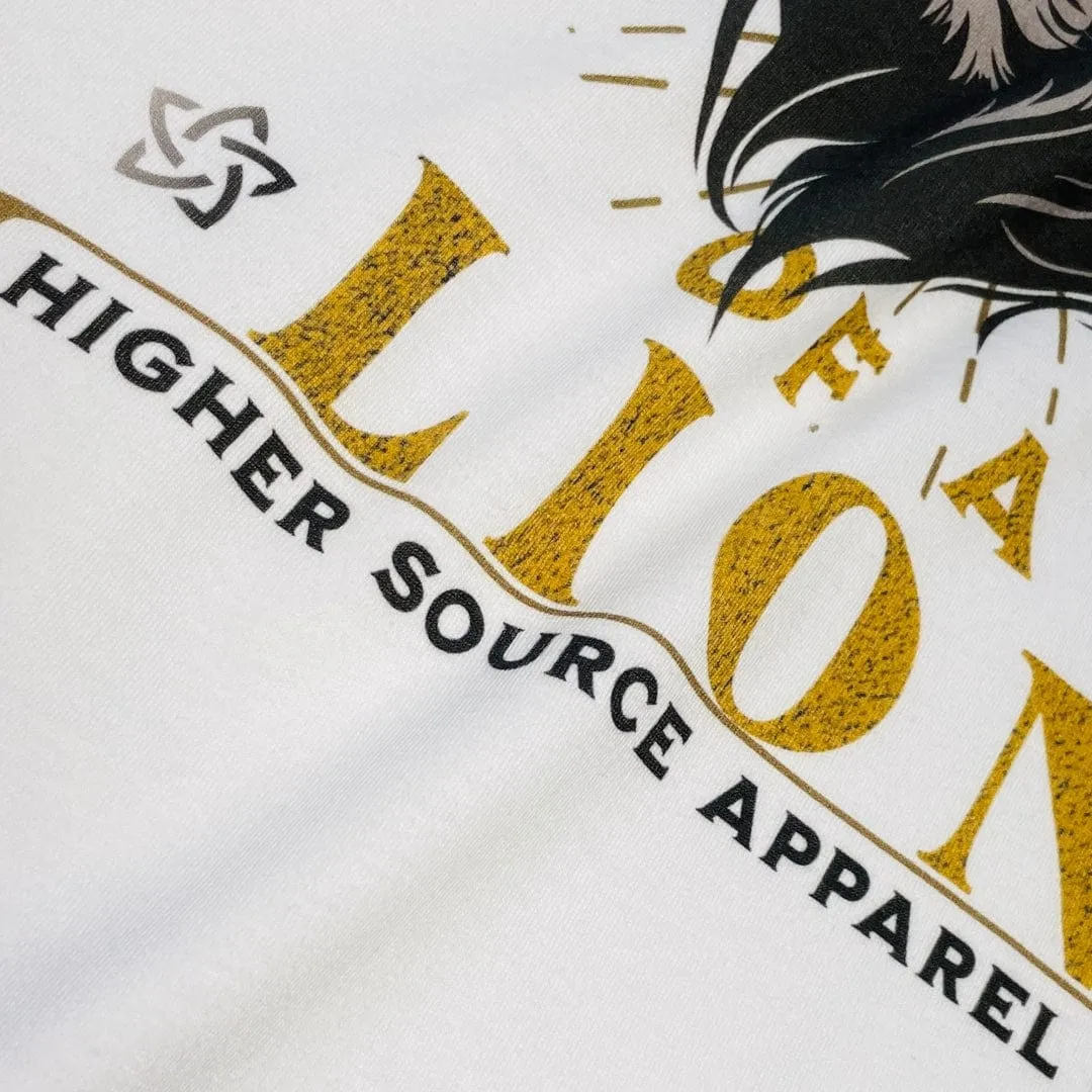 Heart of a Lion Curved Hem T Shirt - White - Lemon Curry