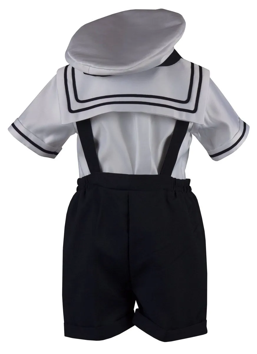 Infant Toddler Navy Blue and White Sailor Short Set Outfit