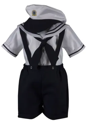 Infant Toddler Navy Blue and White Sailor Short Set Outfit