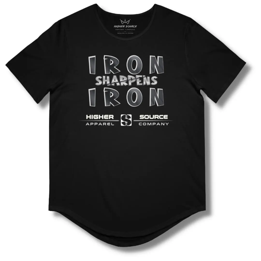 Iron Sharpens Iron Curved Hem T Shirt- Black - American Silver