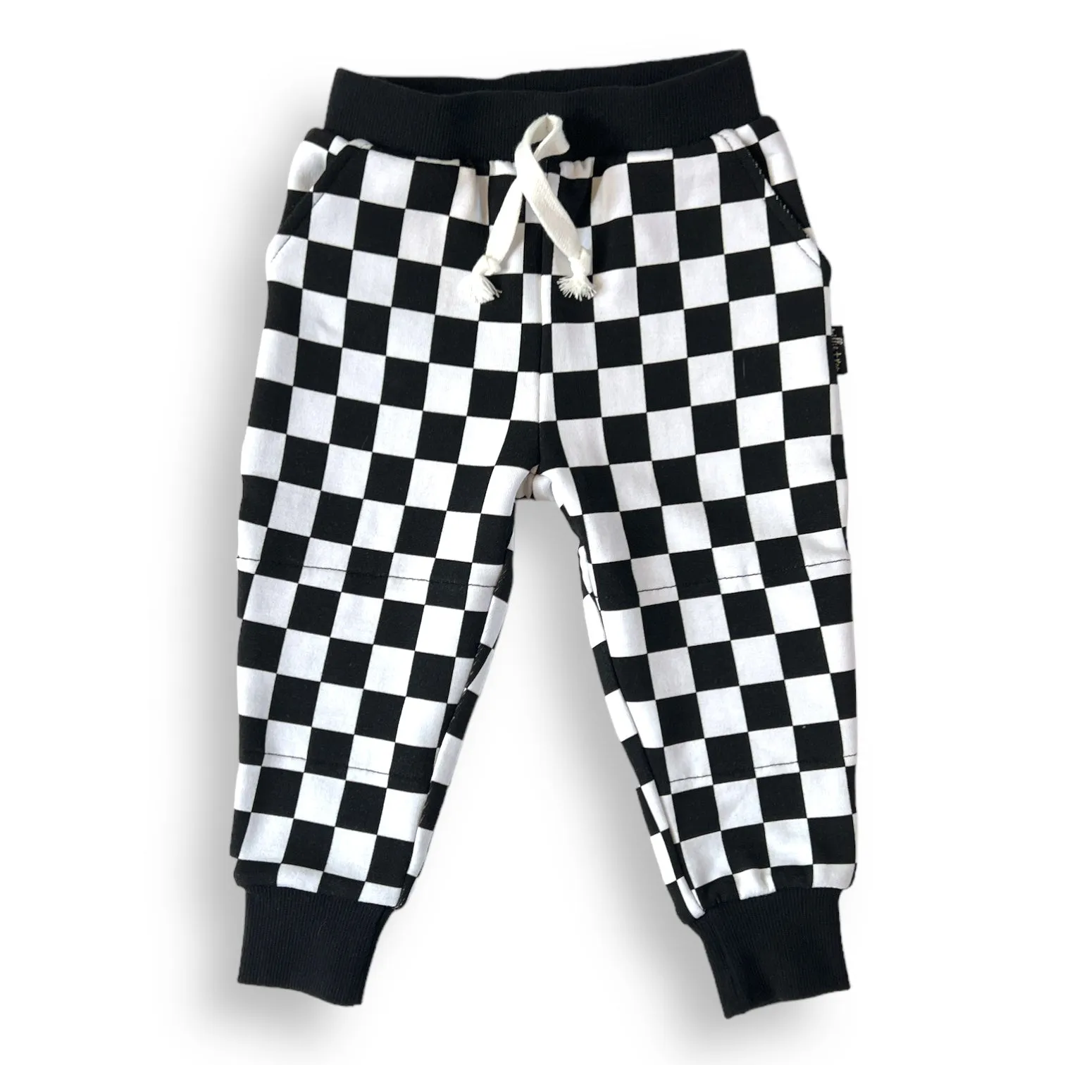 JOGGERS- B W Check Bamboo French Terry