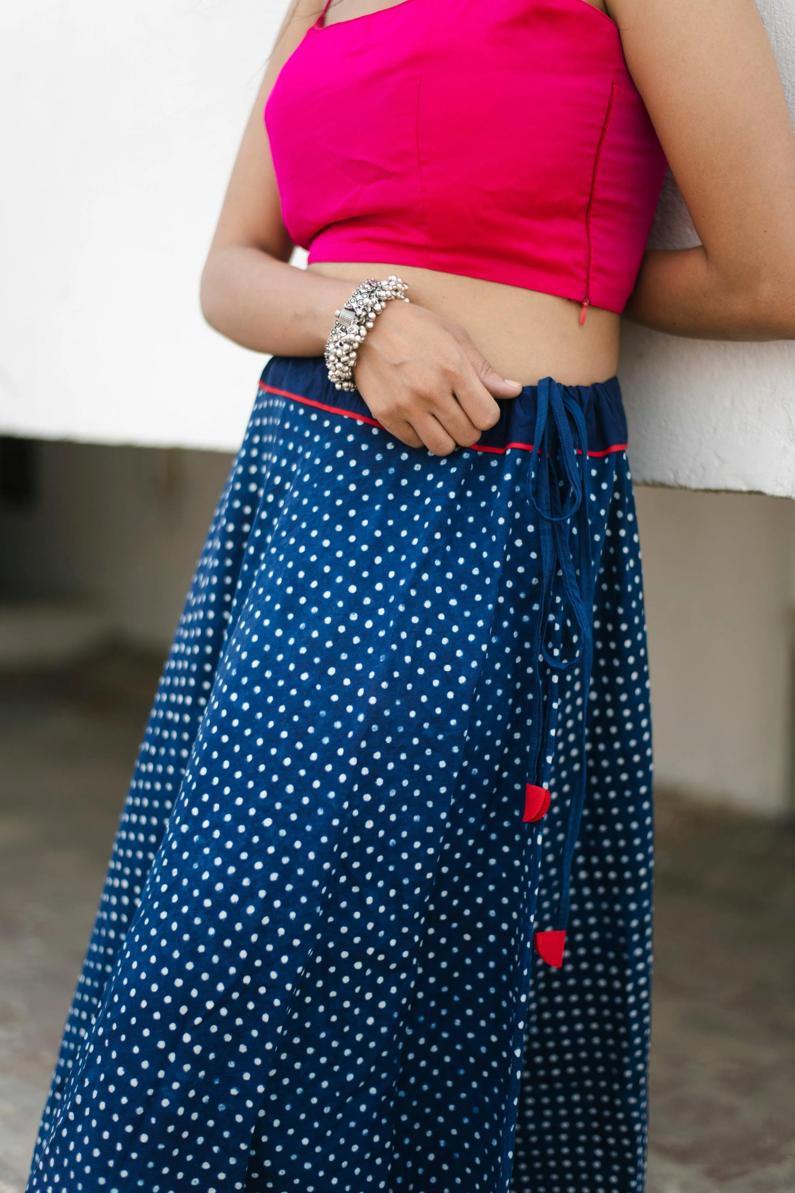 Kaisori Indigo Skirt - Polka dot