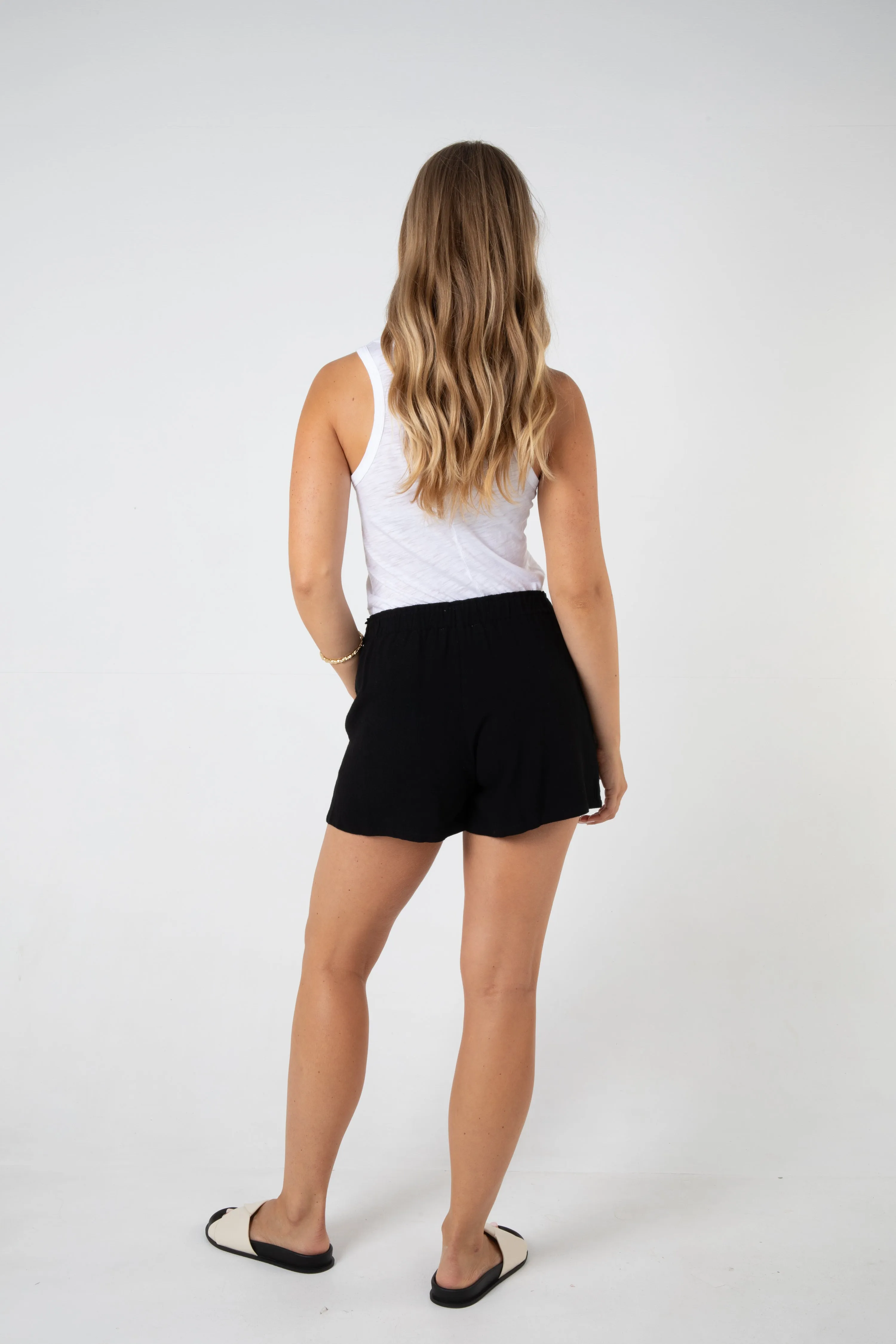 LANDON LINEN SHORT - BLACK