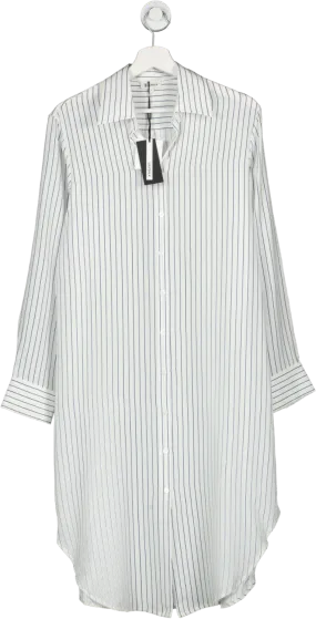 Lily Silk White Pinstriped Freesia Shirt Dress UK S