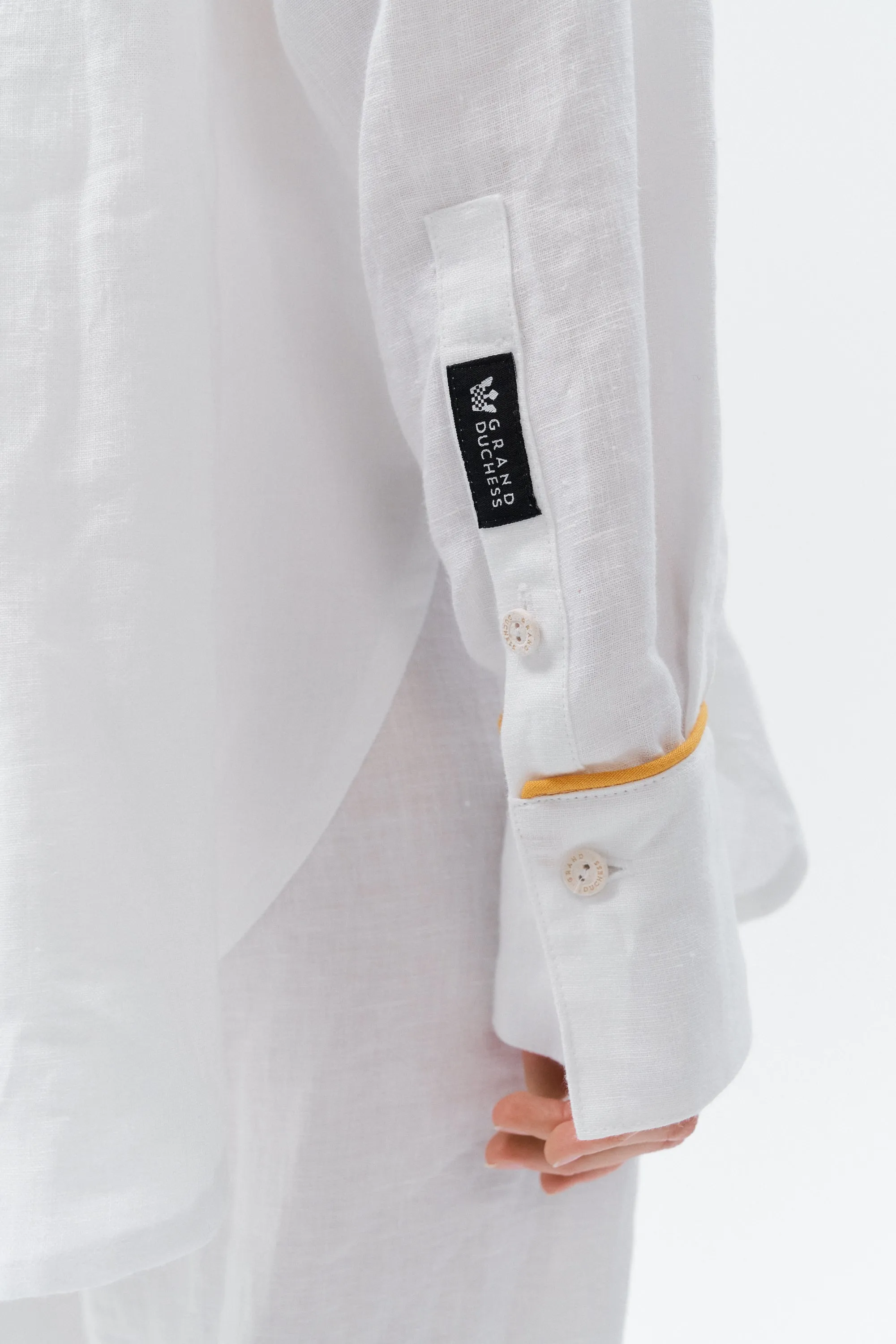 Linen shirt with golden stripe “Brillante" (White)