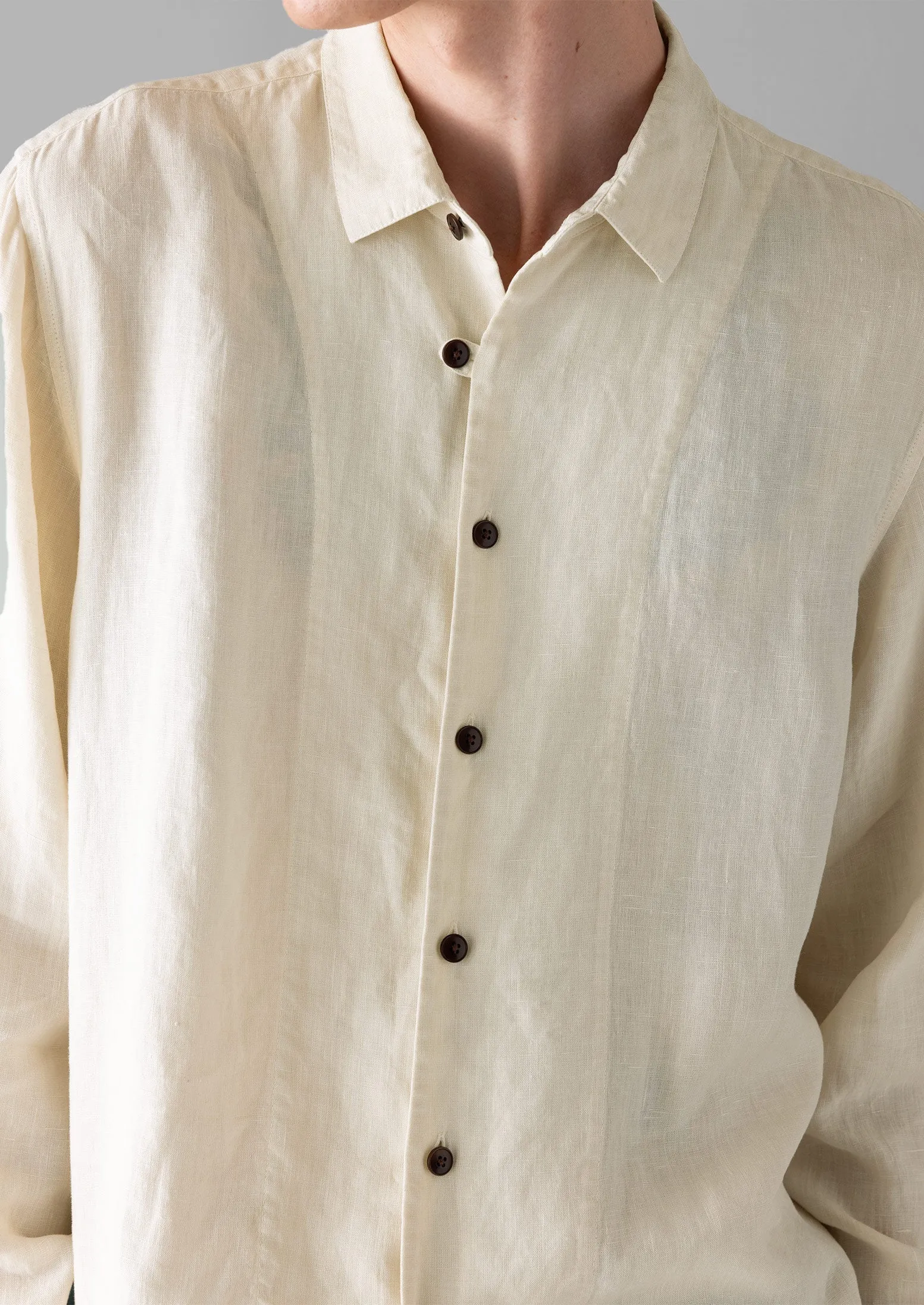 Loop Button Linen Shirt | Parchment