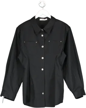 Made Black Padded Shoulder Denim Shirt Dress UK S