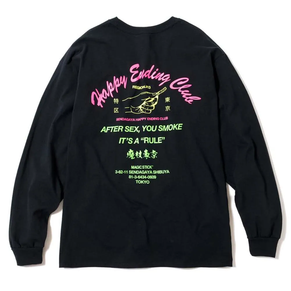 MAGICSTICK HAPPY ENDING CLUB LS TEE -BLACK