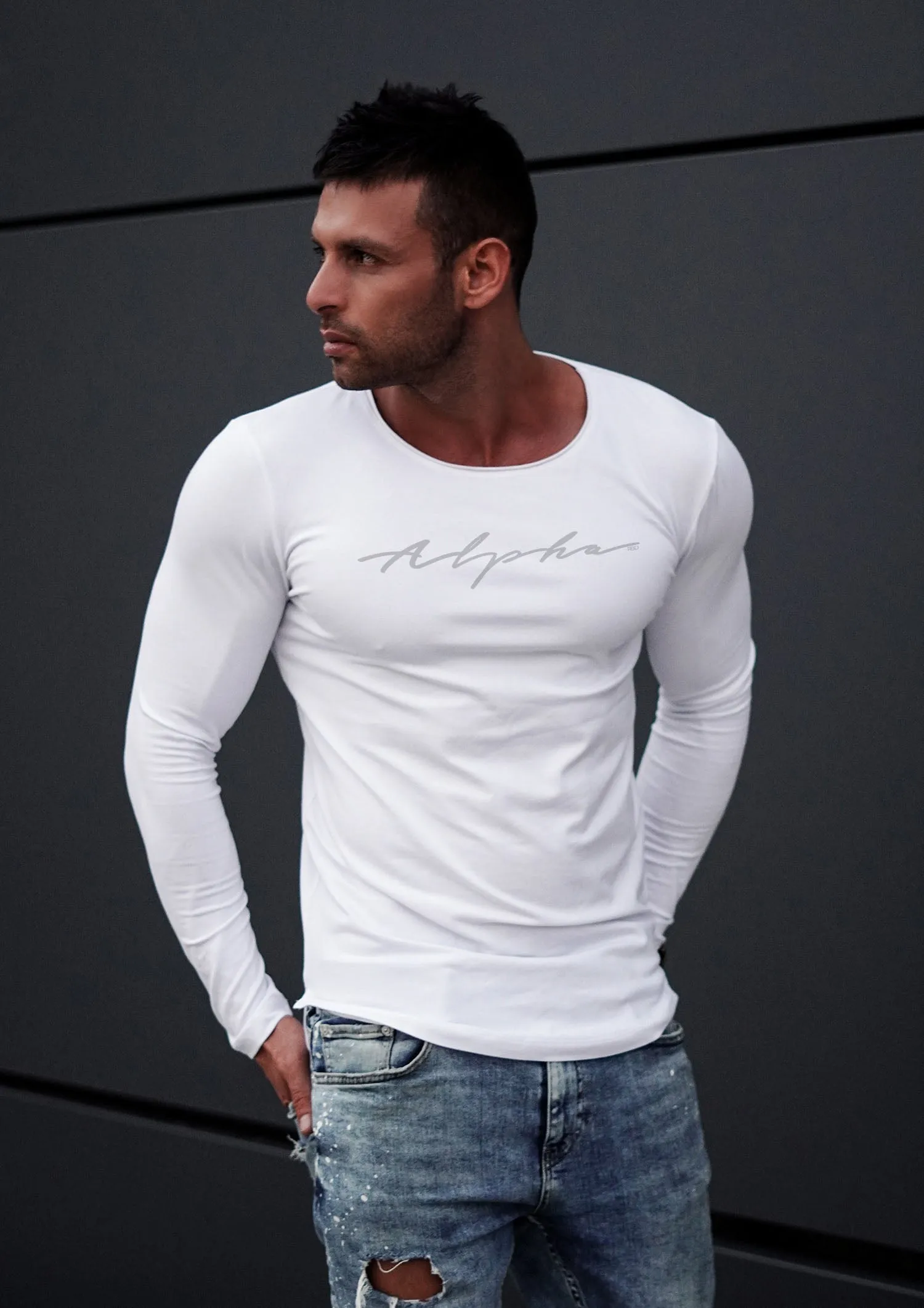 Mens Long Sleeve T-shirt "Alpha" Gray MD885