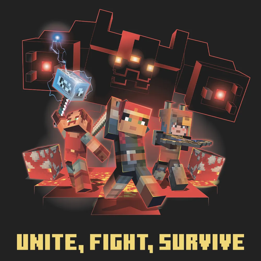 Minecraft Dungeons Unite, Fight, Survive Adult Short Sleeve T-shirt