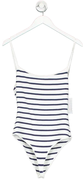 Musier Paris White Dido Striped Backless Knitted Bodysuit UK 12