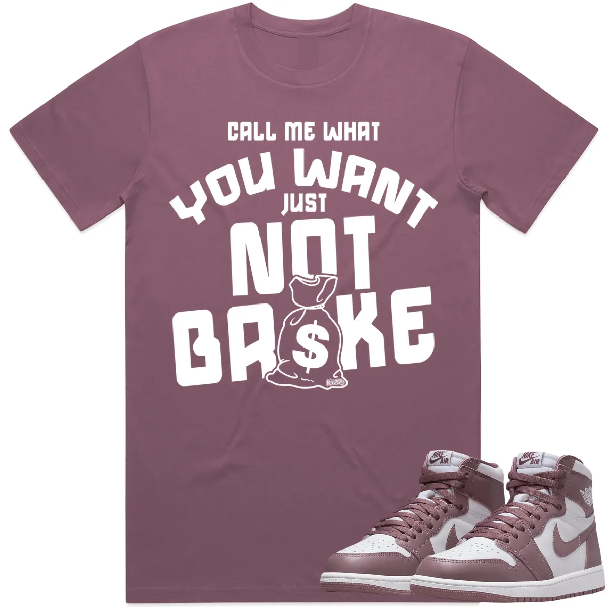 NOT BROKE : Mauve Sneaker Tees Shirt (white ink)