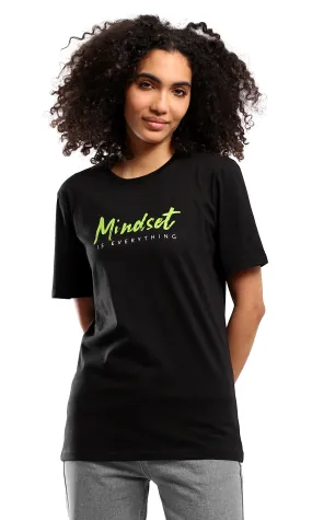 O178970 Crew Neck Printed Mindset Black Tee