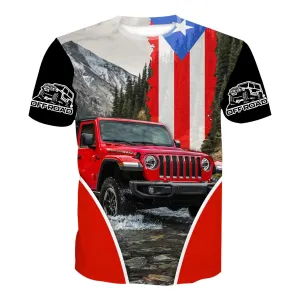 Off Road Jeep Puerto Rican Flag - T-Shirt