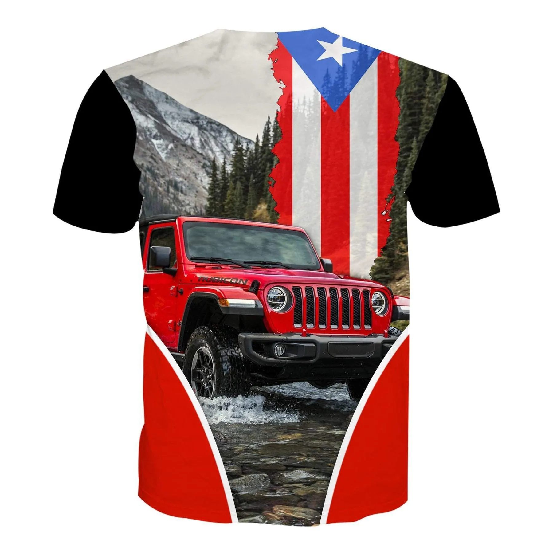 Off Road Jeep Puerto Rican Flag - T-Shirt