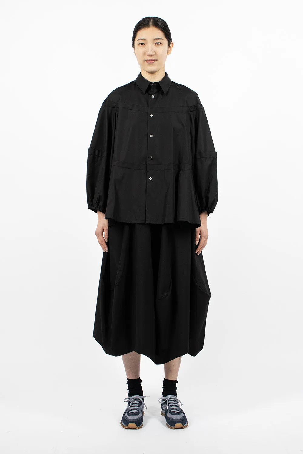 Raw Cut Panel Shirt Black