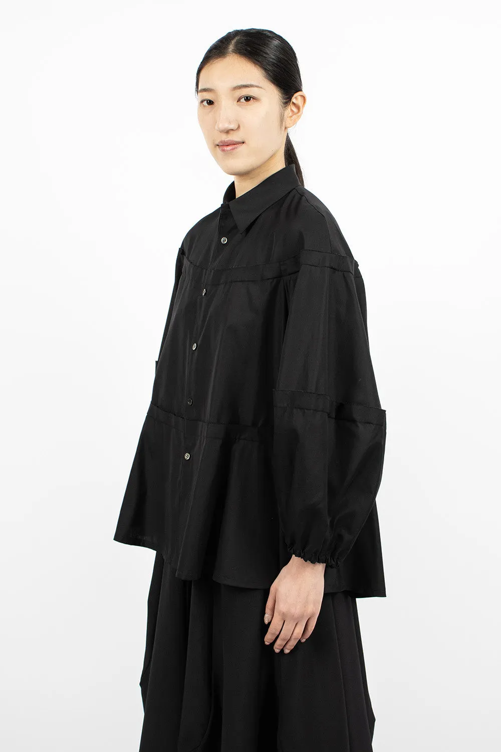 Raw Cut Panel Shirt Black