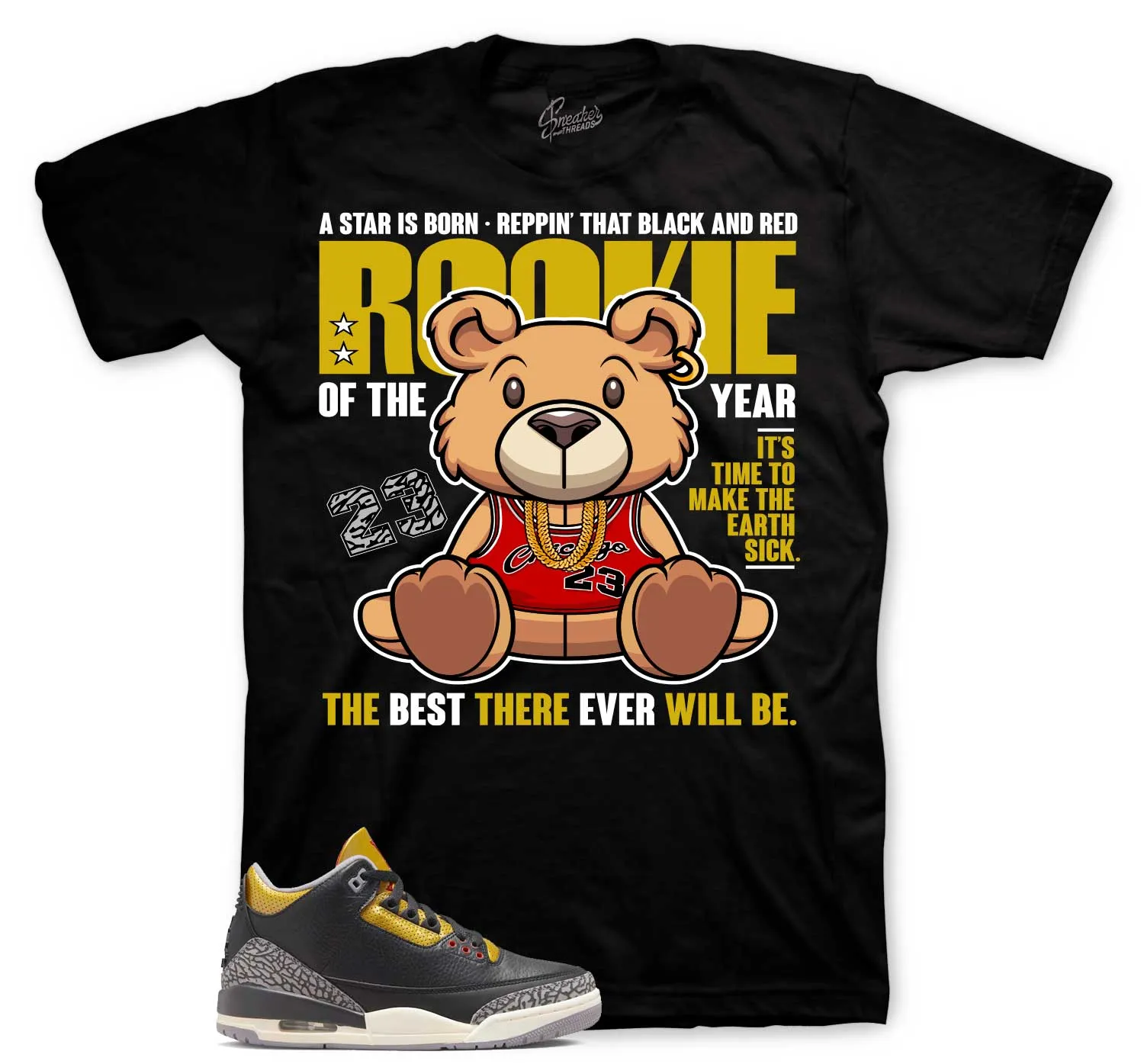 Retro 3 Cement Gold Rookie Bear Shirt