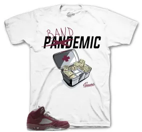 Retro 5 Burgundy Shirt - Bandemic - White