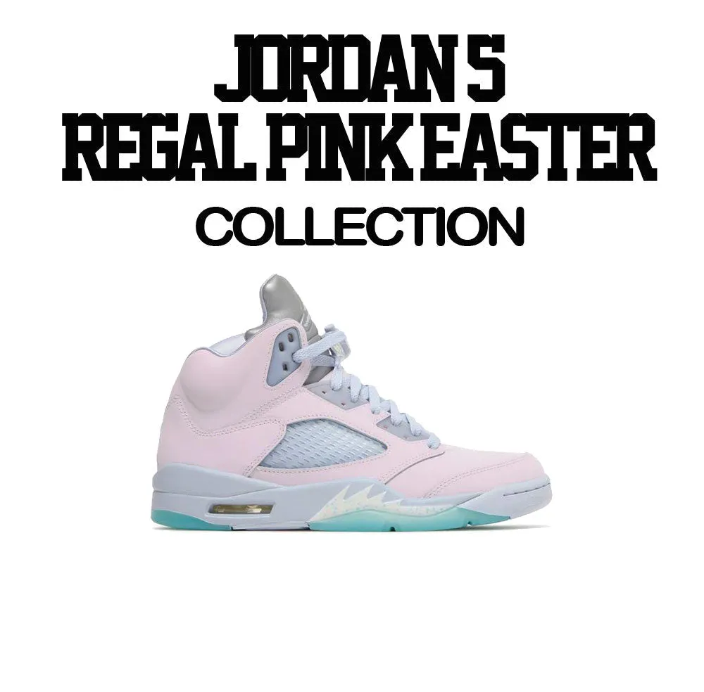 Retro 5 Regal Pink Easter Shirt - Air Jesus - White