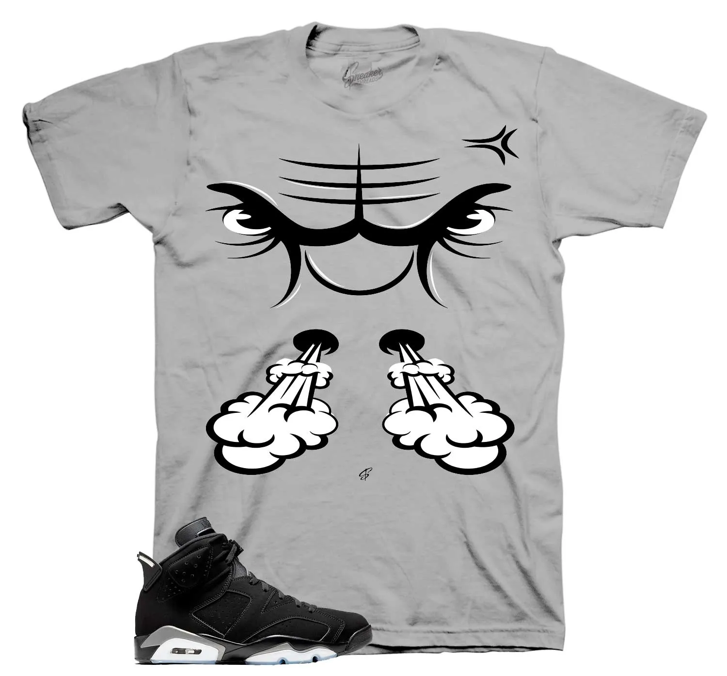 Retro 6 Metallic Silver Raging Face Shirt