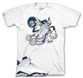 Retro 6 Midnight Navy Shirt - Fly Kicks - White