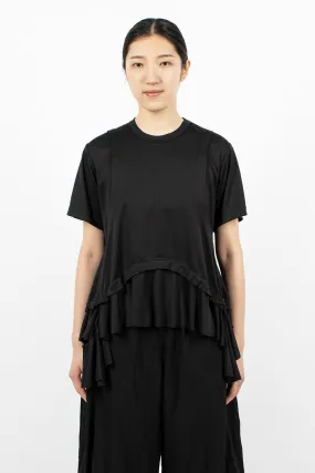 Ruffled Hem T-Shirt Black