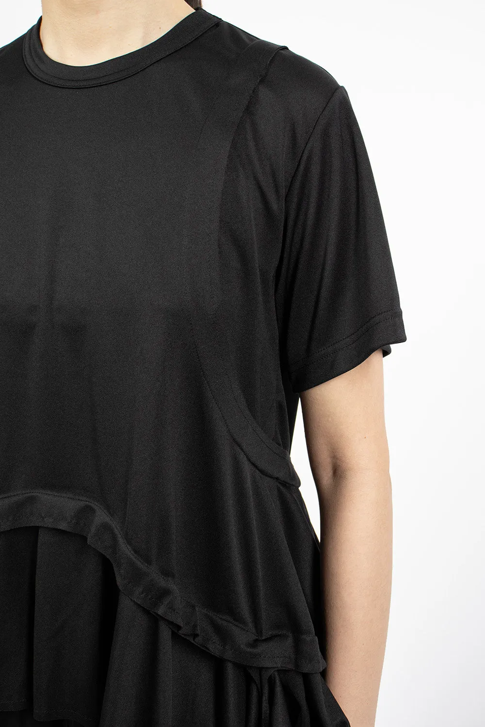 Ruffled Hem T-Shirt Black