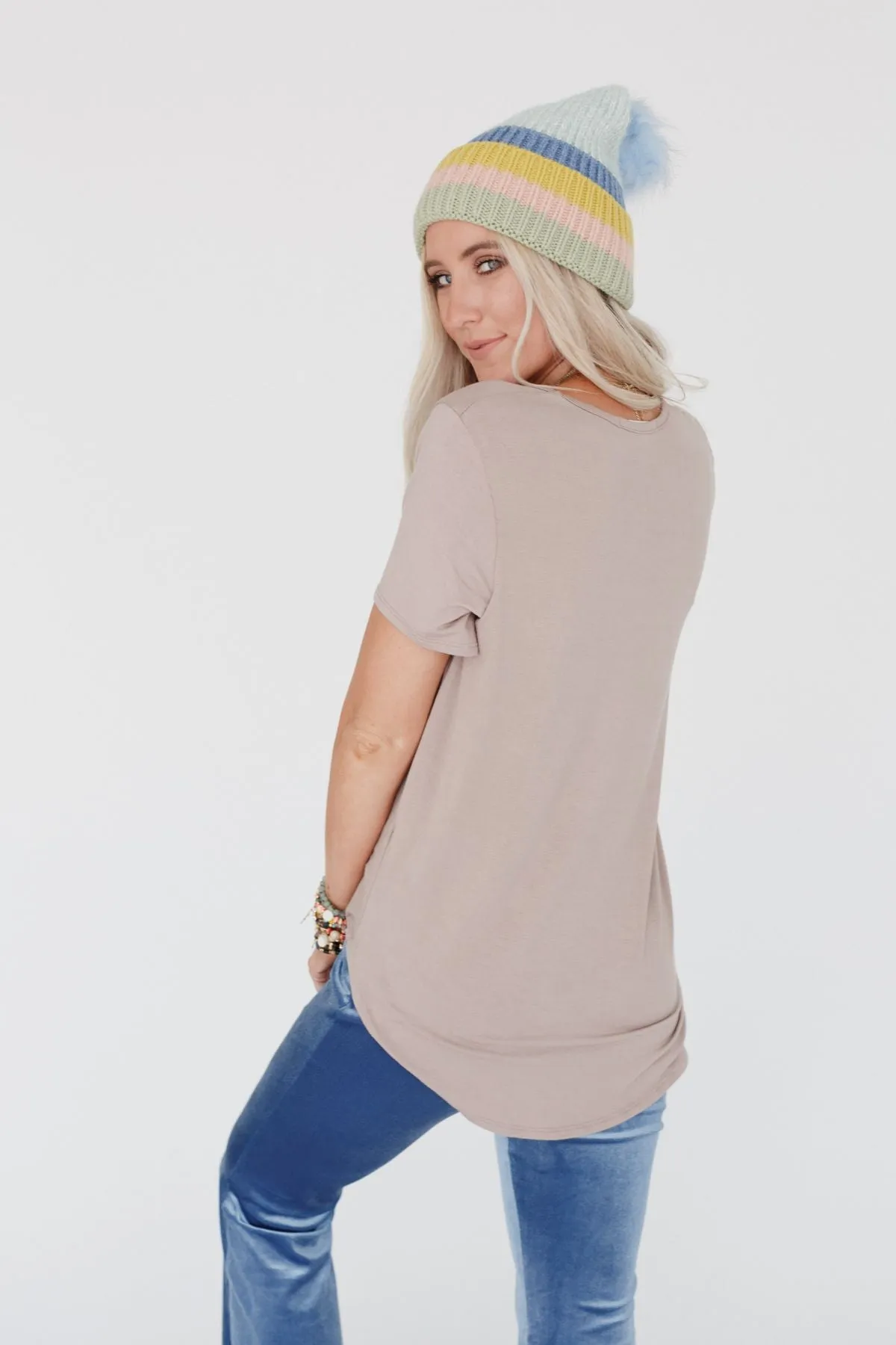 Scoop Neck Bralette Tee - Khaki