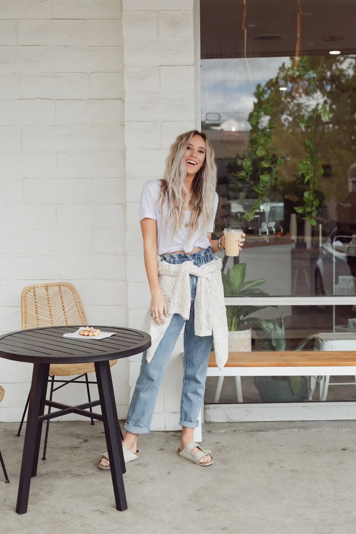 Scoop Neck Bralette Tee - White