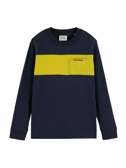 Scotch & Soda Boys L/S Shirt w/Yellow Stripe _Navy 171180-0002