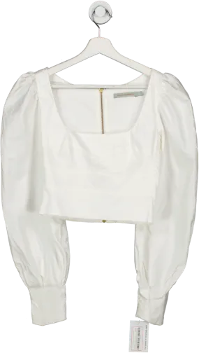 Silvia Tcherassi White Square Neckline Three Quarter Sleeve Top UK S