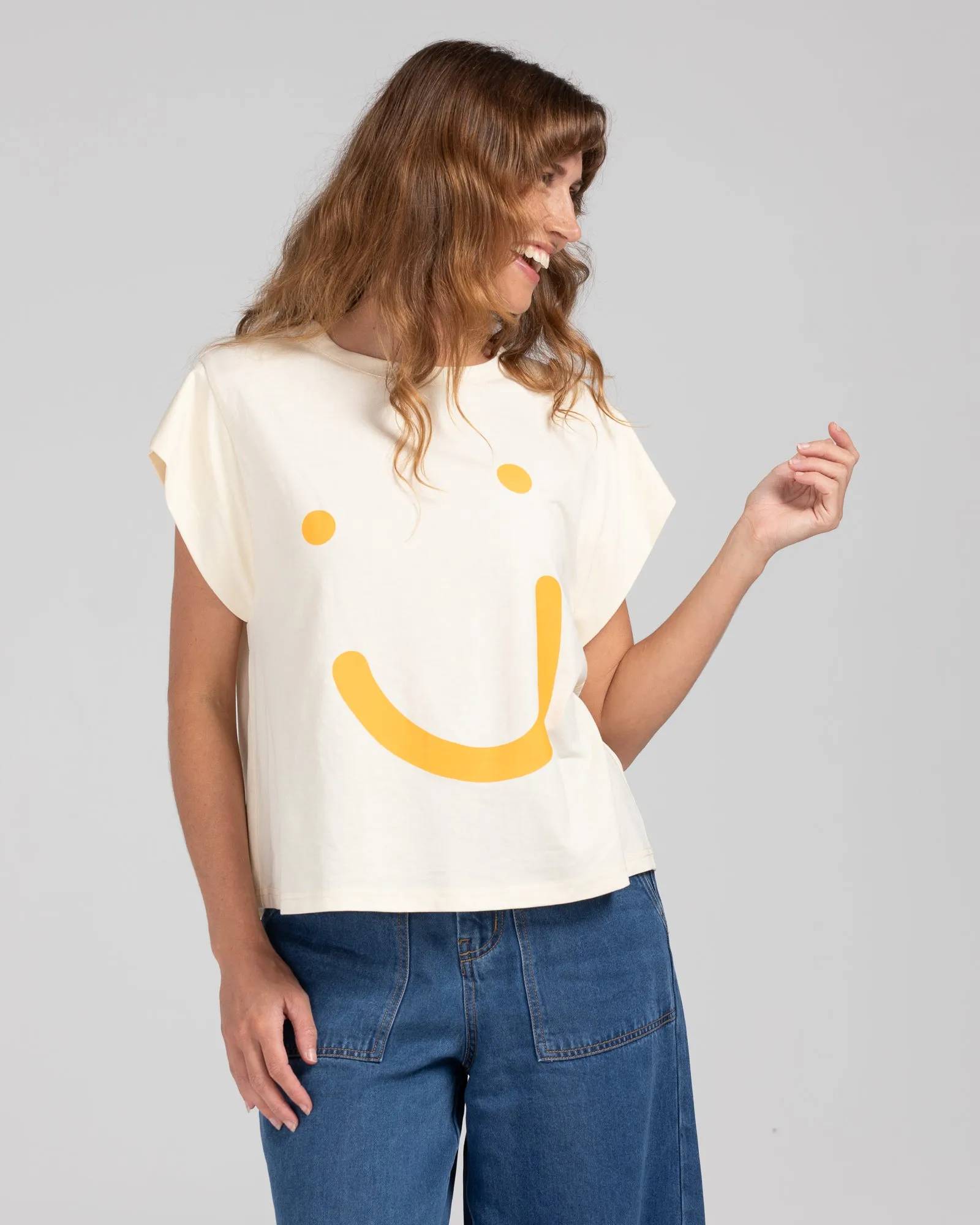 Smile Tee - Orange & Wheat