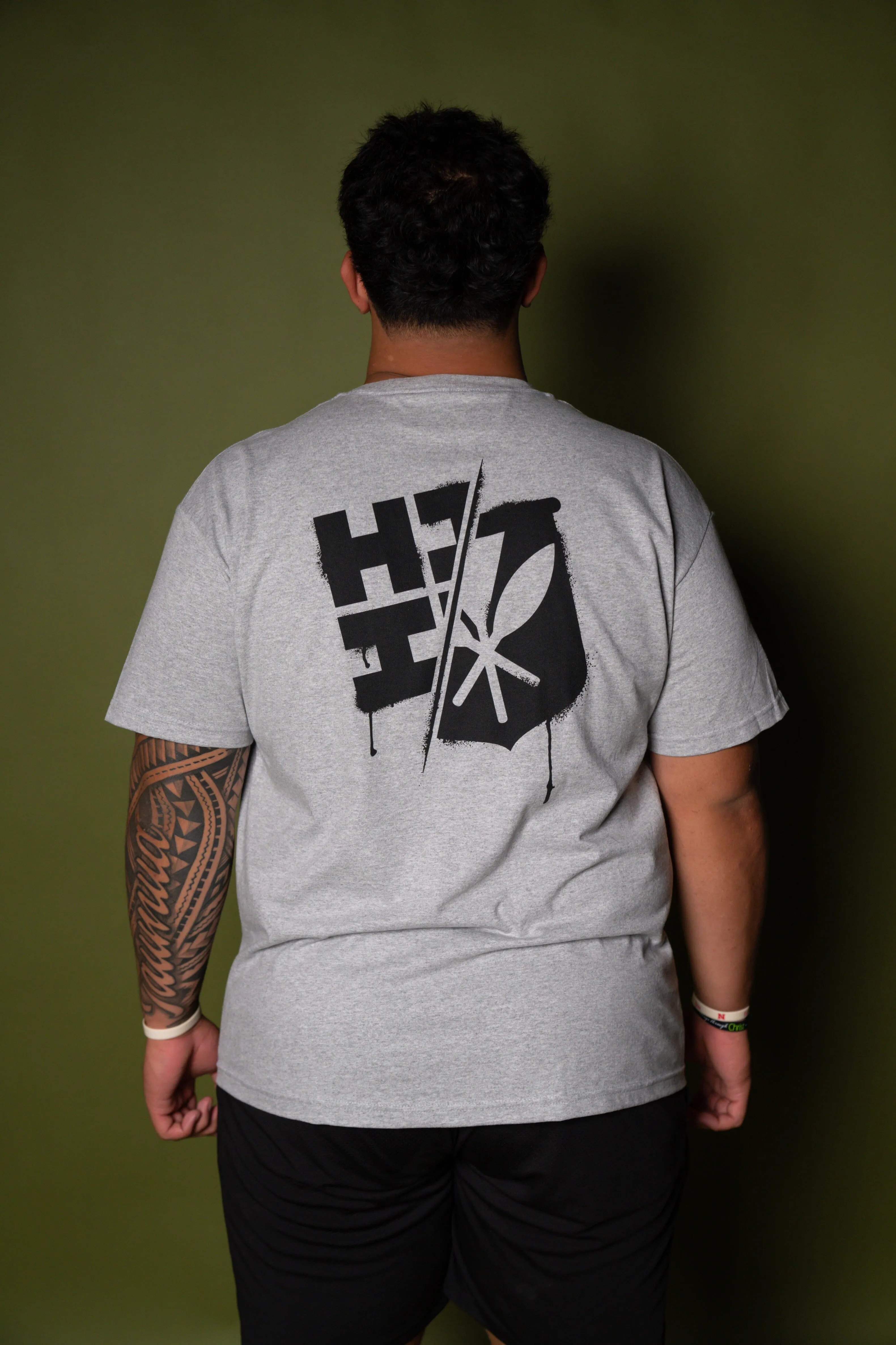 SPRAY SPLIT HEATHER GRAY T-SHIRT (ALL SALES FINAL)