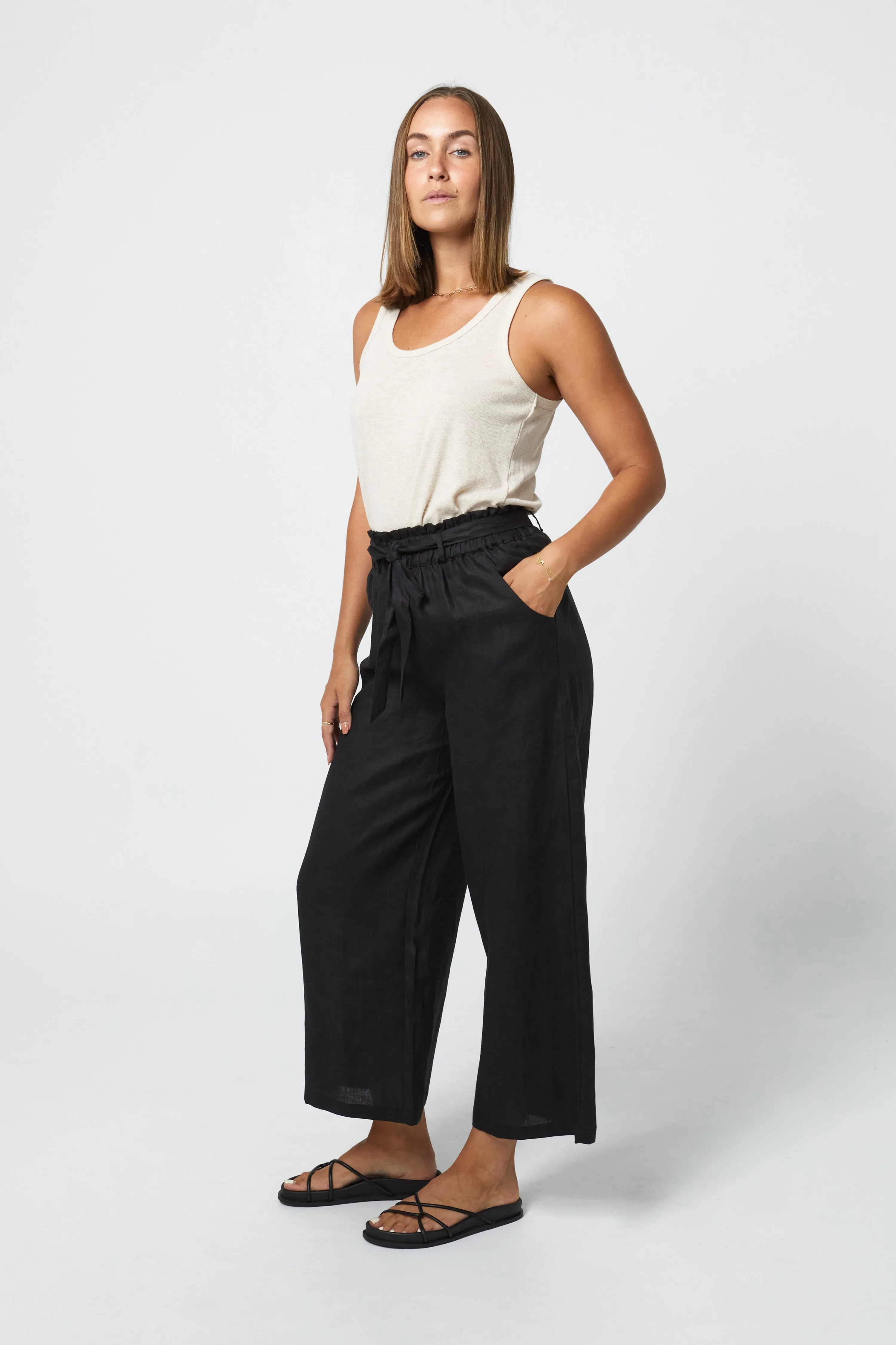 TYLER LINEN PANT - BLACK