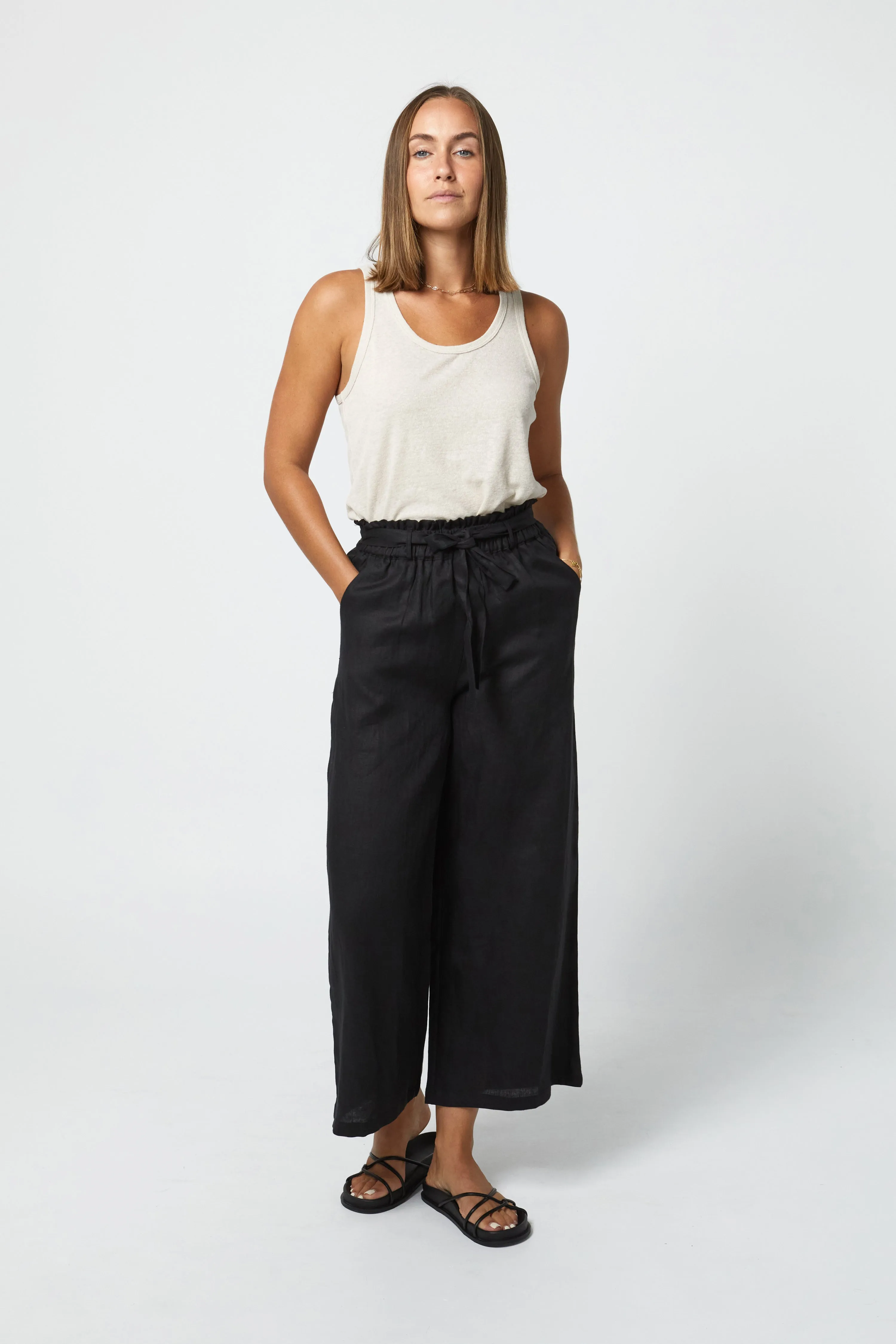 TYLER LINEN PANT - BLACK