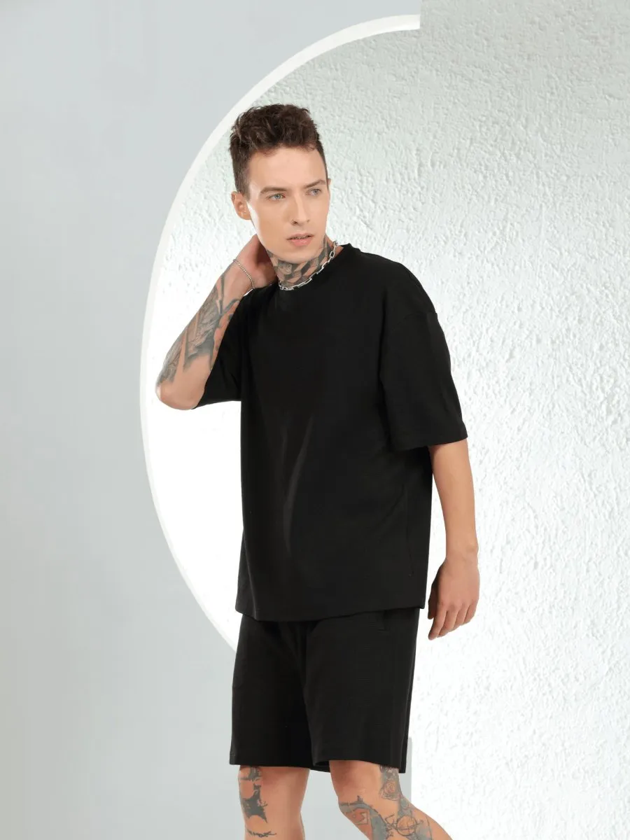 Waffle Oversized Black Co-ords