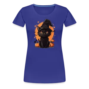 Women's 'Frightful Feline' Premium Tee: Unleash Your Inner Cat-tastrophic Halloween Spirit