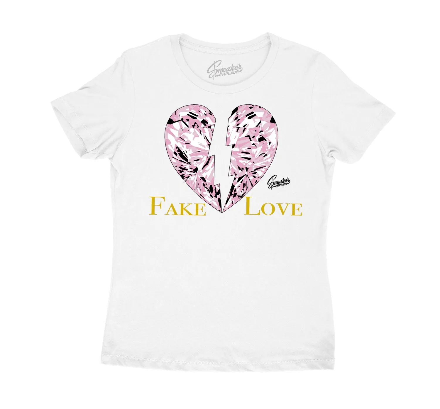 Womens Gold Hoops 6 Shirt - Love - White