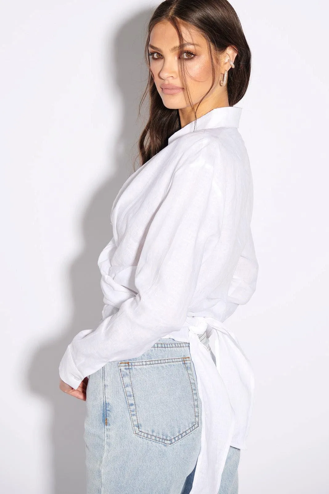 Wrap Linen Shirt - White