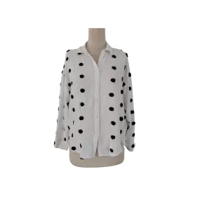 ZARA White With Black Polka Dots Collared Shirt | Gently Used |